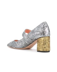 Серебряные кожаные туфли от Rochas