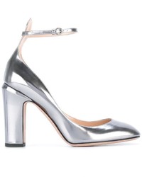 Серебряные кожаные туфли от Valentino Garavani