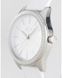 Мужские серебряные кожаные часы от Armani Exchange