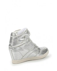 Серебряные кроссовки на танкетке от Burlesque