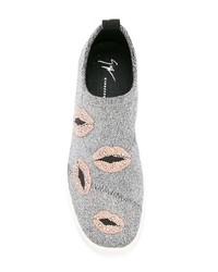 Женские серебряные кроссовки от Giuseppe Zanotti Design