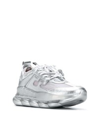 Мужские серебряные кроссовки от Versace