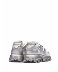 Мужские серебряные кроссовки от Prada