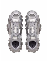 Мужские серебряные кроссовки от Prada