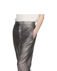 Серебряные льняные брюки чинос от Rick Owens