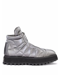 Серебряные рабочие ботинки из плотной ткани