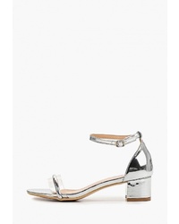 Серебряные резиновые босоножки на каблуке от Style Shoes