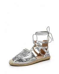 Серебряные сандалии на плоской подошве от Ella