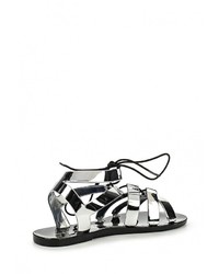 Серебряные сандалии на плоской подошве от Ideal