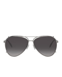 Мужские серебряные солнцезащитные очки от Alexander McQueen