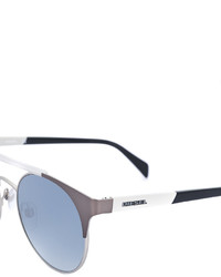 Женские серебряные солнцезащитные очки от Diesel