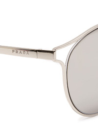 Женские серебряные солнцезащитные очки от Prada