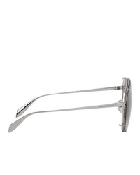Мужские серебряные солнцезащитные очки от Alexander McQueen