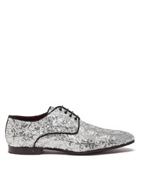 Серебряные туфли дерби с пайетками от Dolce & Gabbana