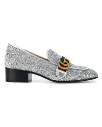Серебряные туфли с пайетками от Gucci