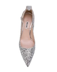 Серебряные туфли с пайетками от Miu Miu