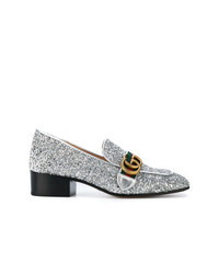 Серебряные туфли с пайетками от Gucci