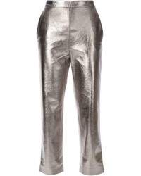Серебряные узкие брюки от MSGM