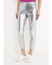 Серебряные узкие брюки от Topshop