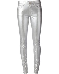 Серебряные шелковые брюки