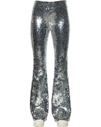 Серебряные широкие брюки с пайетками