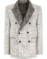 Мужской серебряный двубортный пиджак от Dolce & Gabbana