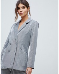 Женский серебряный двубортный пиджак от Y.a.s