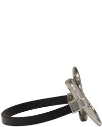 Мужской серебряный кожаный браслет от Lanvin