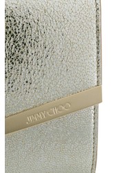 Серебряный кожаный клатч от Jimmy Choo
