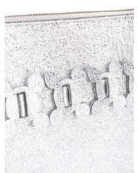 Серебряный кожаный клатч от Anya Hindmarch