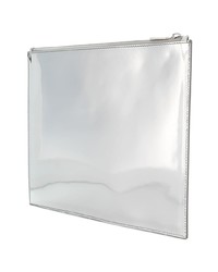 Серебряный кожаный клатч от Calvin Klein