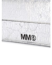 Серебряный кожаный клатч от MM6 MAISON MARGIELA