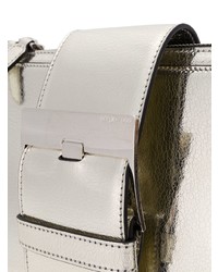 Серебряный кожаный клатч от Sergio Rossi