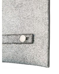 Серебряный кожаный клатч от Furla