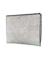 Серебряный кожаный клатч от Furla