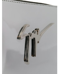 Серебряный кожаный клатч от Giuseppe Zanotti Design