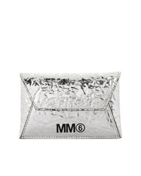 Серебряный кожаный клатч от MM6 MAISON MARGIELA