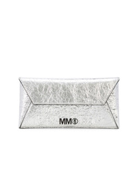 Серебряный кожаный клатч от MM6 MAISON MARGIELA