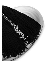 Серебряный кожаный клатч от Saint Laurent