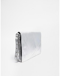 Серебряный кожаный клатч от Religion