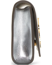Серебряный кожаный клатч от Saint Laurent
