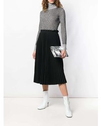 Серебряный кожаный клатч от MM6 MAISON MARGIELA