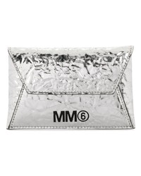 Серебряный кожаный клатч от MM6 MAISON MARGIELA