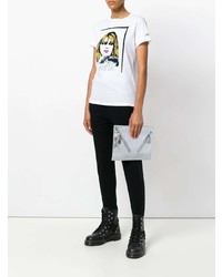 Серебряный кожаный клатч от Kenzo