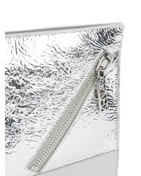 Серебряный кожаный клатч от Kenzo