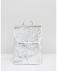 Женский серебряный кожаный рюкзак от Asos