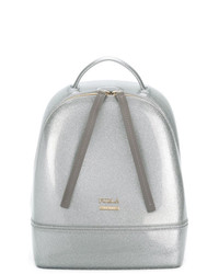 Женский серебряный кожаный рюкзак от Furla