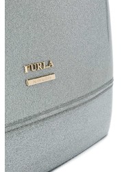 Женский серебряный кожаный рюкзак от Furla