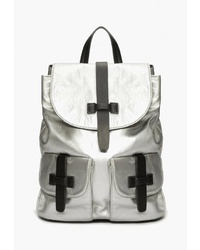 Женский серебряный кожаный рюкзак от Keddo