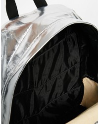 Женский серебряный кожаный рюкзак от Hype